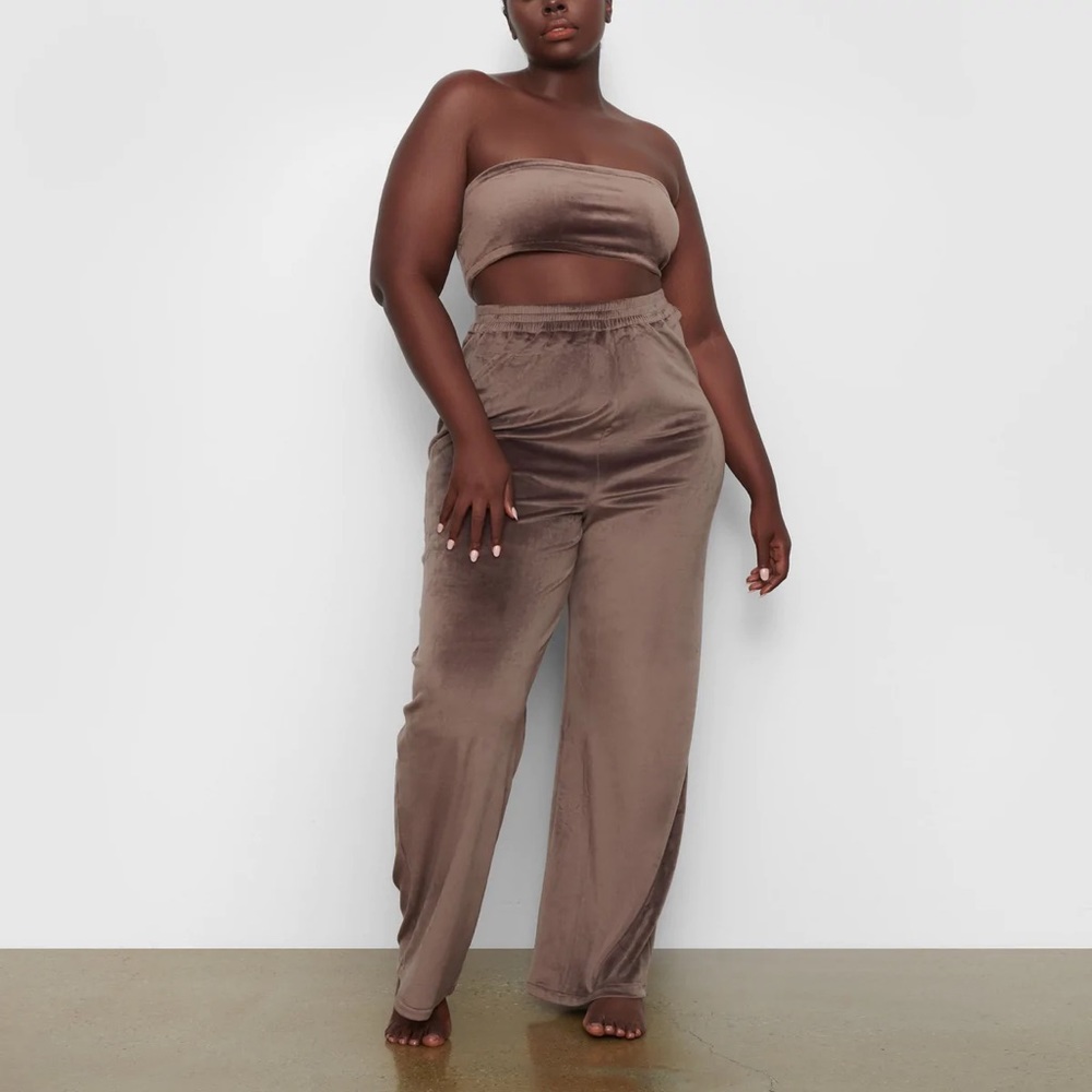 SKIMS velour wide leg pants in Amethyst
